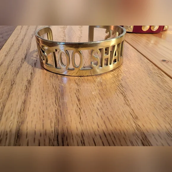 Rustic Cuff "This Too Shall Pass" Gold and Burgundy Bracelet Set - Picture 2 of 5